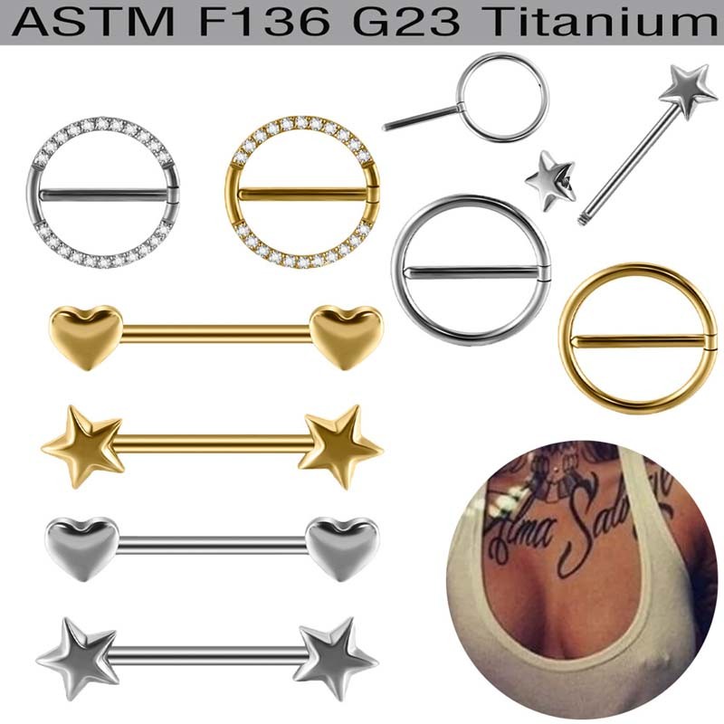 2 ชิ้น G23 ไทเทเนียมจุกนมเจาะ 14Gauge Fresh Piercing Hypoallergenic Unisex