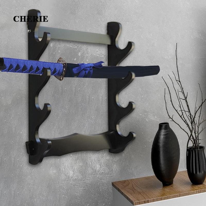 [Cherie] ชั้นวางดาบ Katana รองรับไม้แขวนเสื้อติดผนังที่เก็บของ - รูปที่ 5