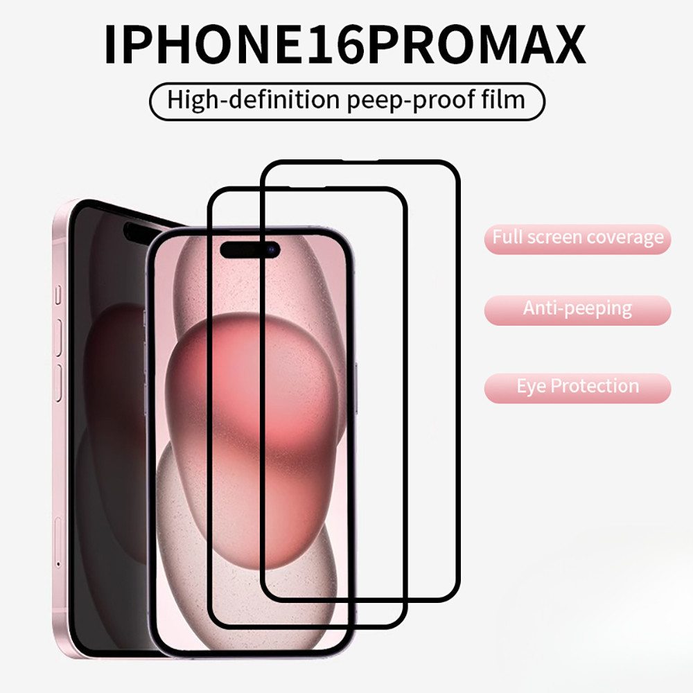 กระจกนิรภัยป้องกันหน้าจอฟิล์มสําหรับ IPhone 16 15 14 Plus 13 12 Pro Max 11 Anti-Fingerprint Protector พร้อม Fast ติดตั้งฝาครอบ 2 ชิ้น