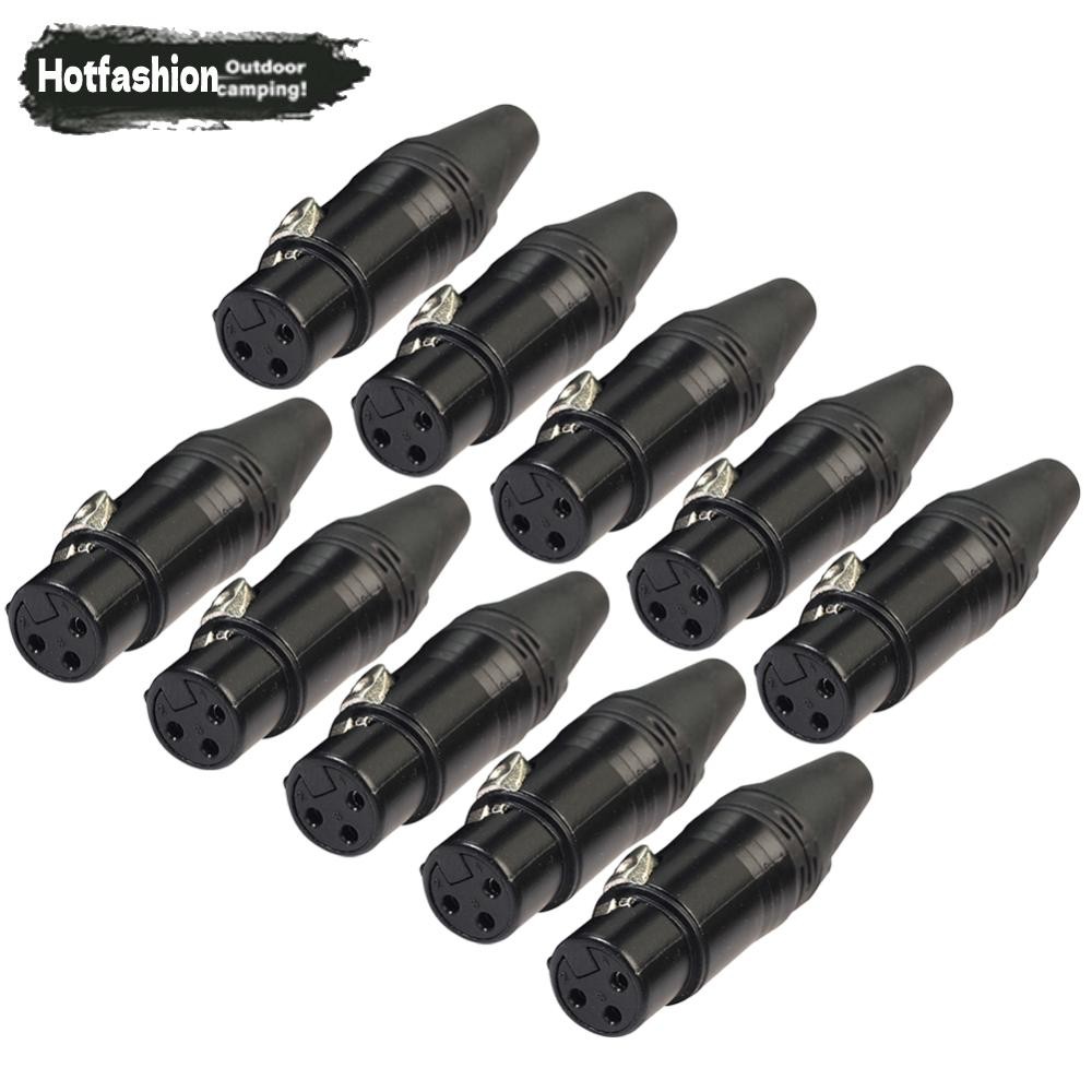 10 ชิ้น DIY ไมโครโฟน XLR 3Pin หญิงเชื่อมต่อสายบัดกรีปลั๊กอะแดปเตอร์