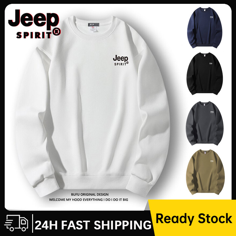 Jeep SPIRIT เสื้อสเวตเตอร์แขนยาวคู่รักคอกลมสไตล์มินิมอล (M-4XL)