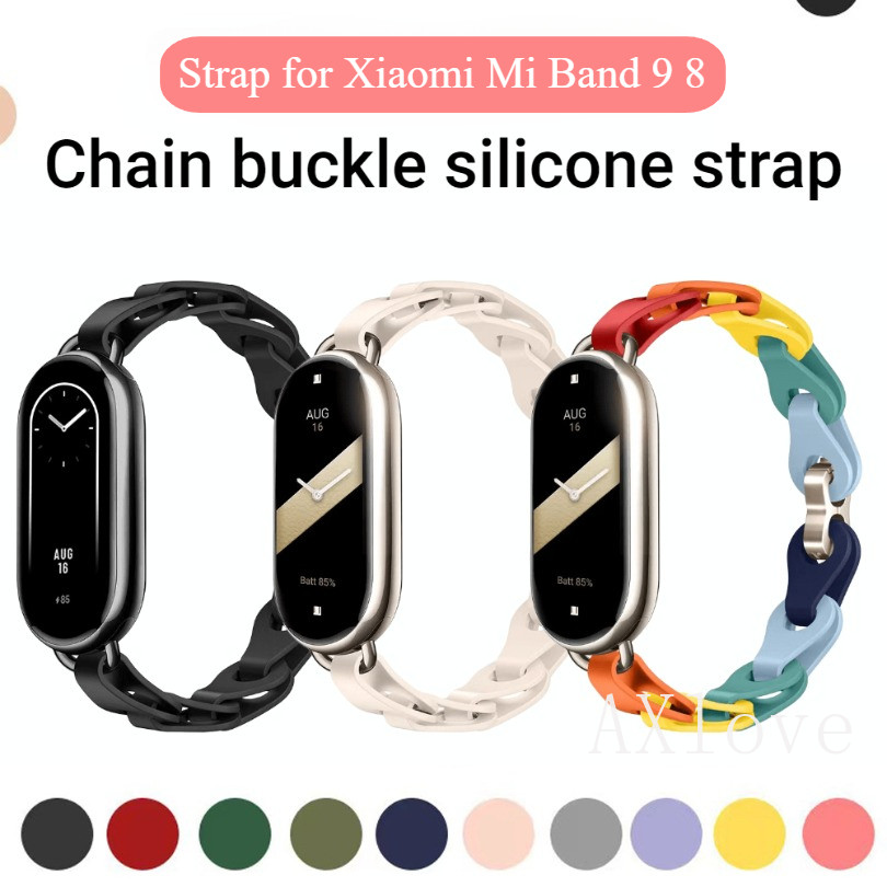 สายรัดซิลิโคนสําหรับ Xiaomi Mi Band 9 8 NFC แฟชั่นสไตล์สร้อยข้อมือโลหะสําหรับ Miband 8 NFC Quick Release Replacement Band