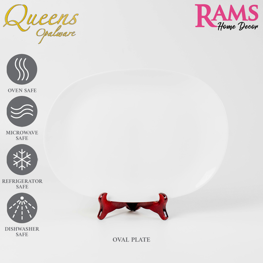 Queens 1 Pc Premium Opal Glass Square Oval Plate / จานเสิร์ฟ / จานวงรี / Pinggan Hidang / Pinggan Ov