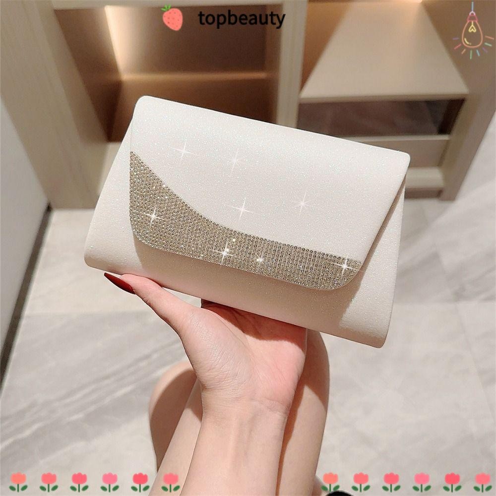 Topbeauty กระเป๋าราตรี Bowknot, กระเป๋าสะพายโซ่เลื่อม, คลัทช์จัดเลี้ยงแฟชั่นสําหรับงานแต่งงาน