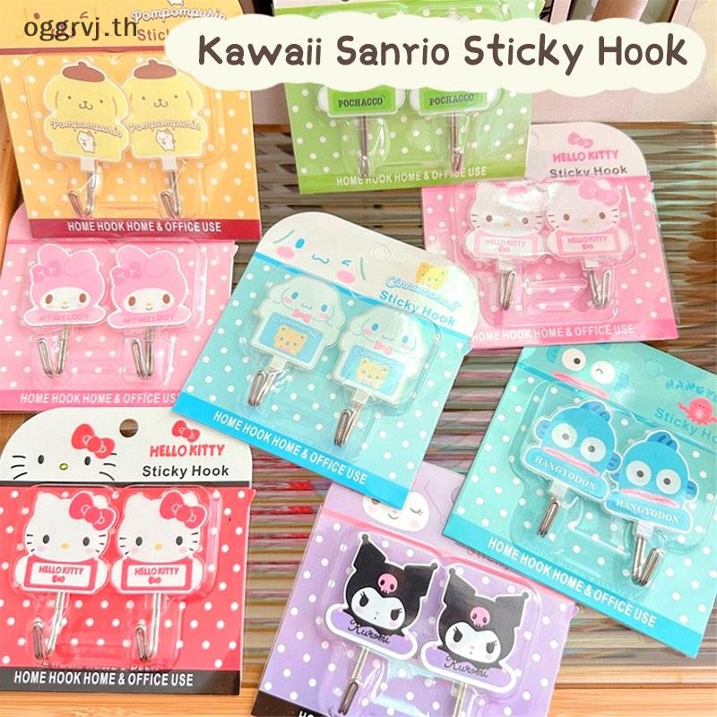 [oggrvj.th] 1 คู่ Sanrio Hello Kitty ตะขอติดผนังอะคริลิค Strong Self กาวติดผนัง Hook ผ้าเช็ดตัวห้องน้ําไม่มีการเจาะแขวนชั้นเก็บพร้อมสต็อก