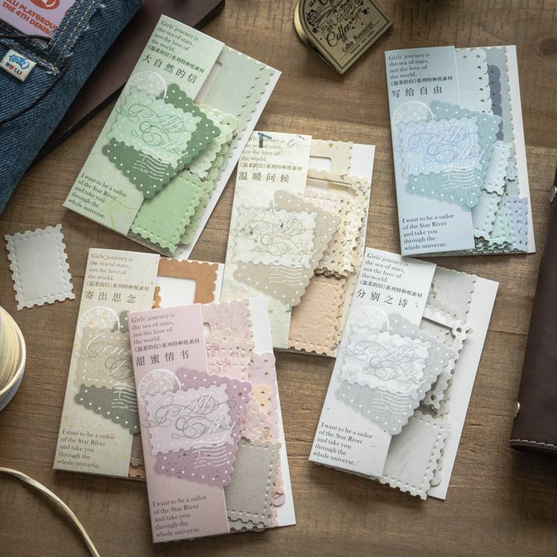 Wei 24 ชิ้น [ชุดจดหมายอ่อนโยน] แสตมป์พื้นผิวกระดาษวัสดุ Deco พิเศษกระดาษ Deco Scrapbooking สติกเกอร์สมุดภาพชุด