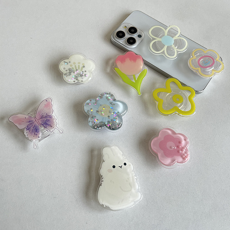 Ins น่ารักดอกไม้สดที่วางโทรศัพท์ Griptok Gradient สีผีเสื้อวงเล็บโทรศัพท์ Grip แฟชั่นแฟนตาซีกระต่ายน่ารัก Universal Scalable ที่วางโทรศัพท์