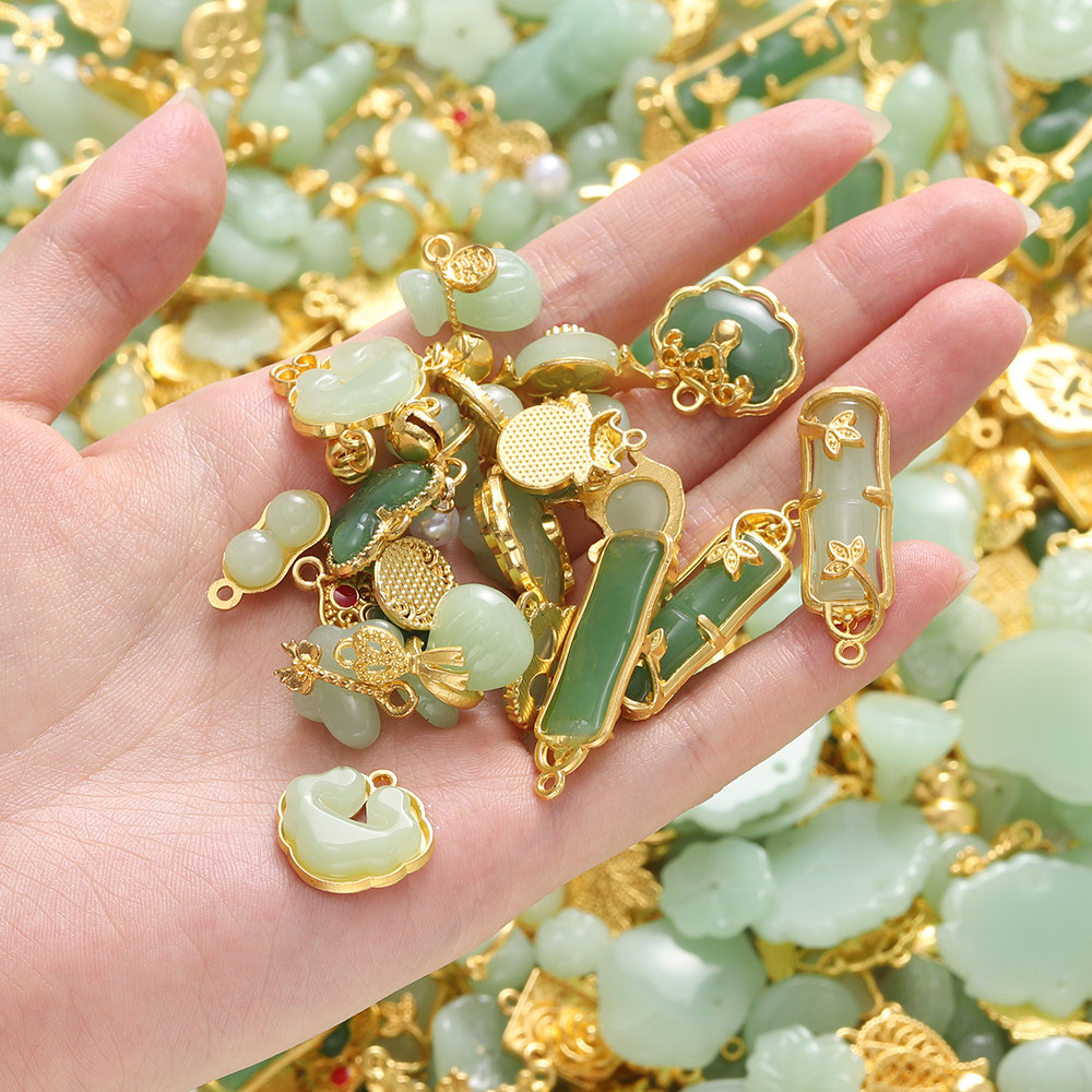 St. kunkka สุ่มลูกปัดหยกผสมลูกปัดหยกโลหะผสมสามารถใช้สําหรับ DIY สร้อยคอสร้อยข้อมือทํา - รูปที่ 4