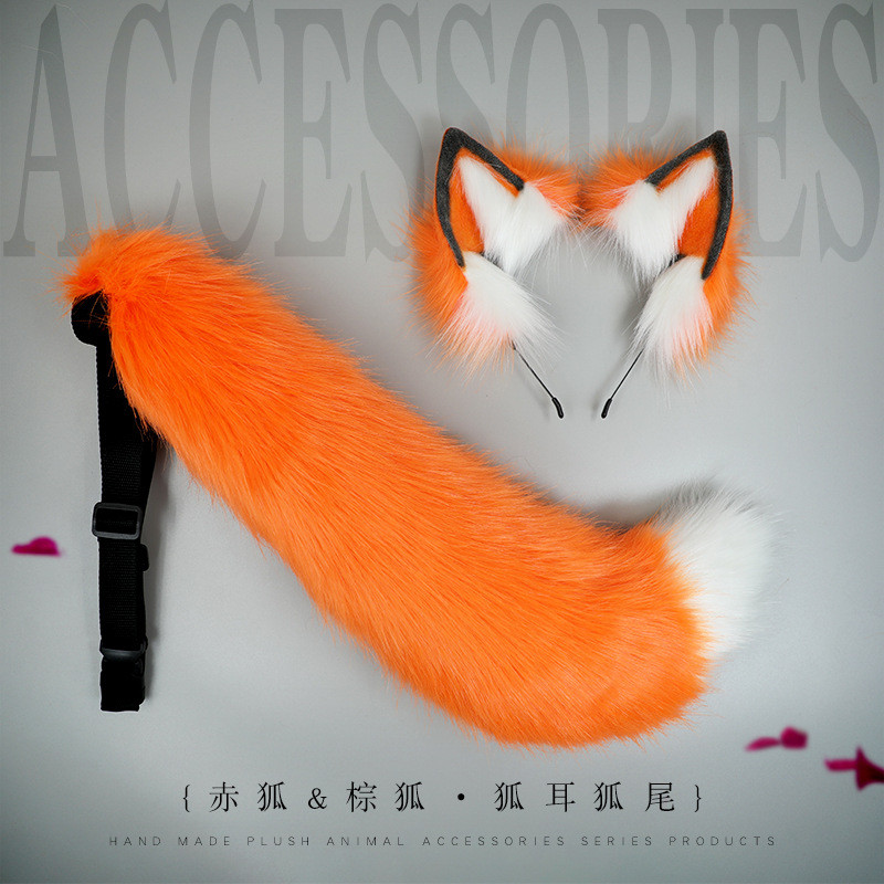 คอสเพลย์ Red Fox Fox หู Fox Tail ชุด Beast หู Headwear Beast Tail อุปกรณ์เสริม Prop Fox หู