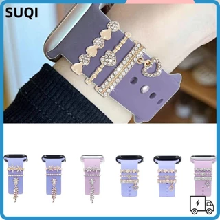Suqi แหวนโลหะ ประดับเพชร เครื่องประดับ สําหรับสายนาฬิกาข้อมือ iwatch