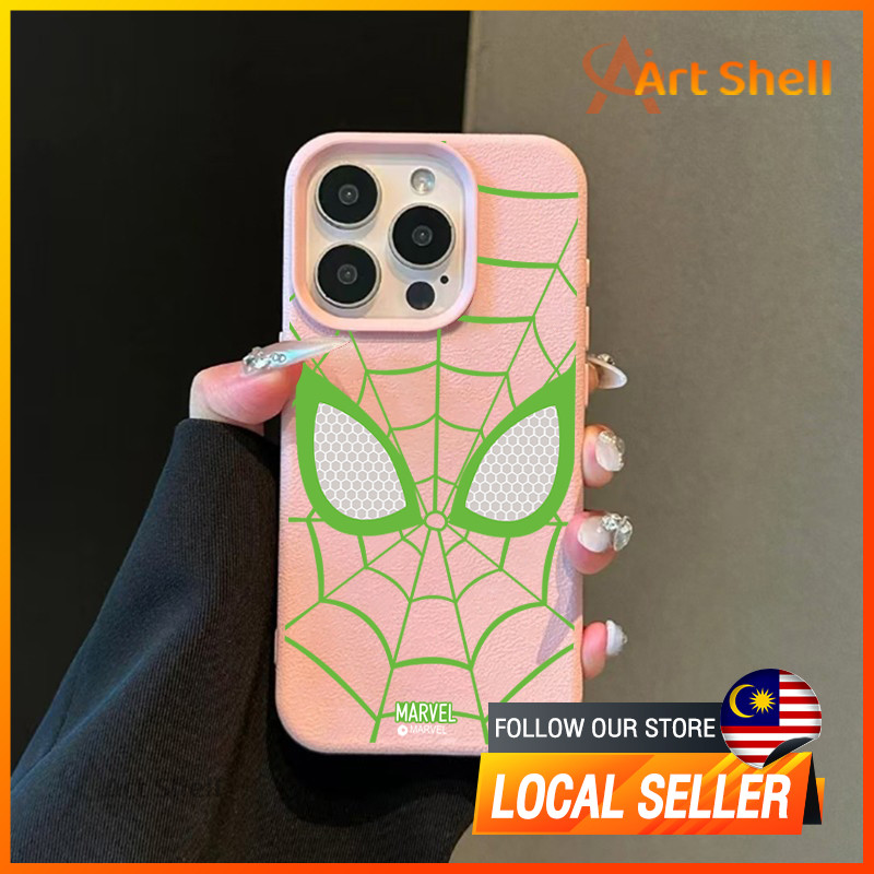 เข้ากันได้กับเคสโทรศัพท์ iphone 16 Pro Max สีเขียว spiderman 12 13 14 15 11 Pro Max ปลอก xr xs Max 7