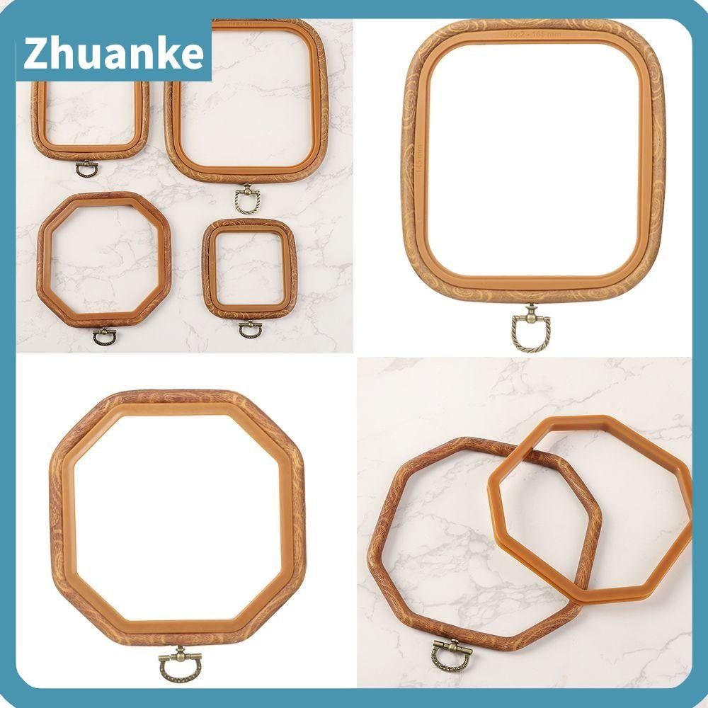 Zhuanke เย็บปักถักร้อย Hoop,พลาสติกลายไม้เย็บปักถักร้อยกรอบ, Octagon/Square/Rectangle/Hexagonal DIY Needlecraft ยืดเครื่องมือ