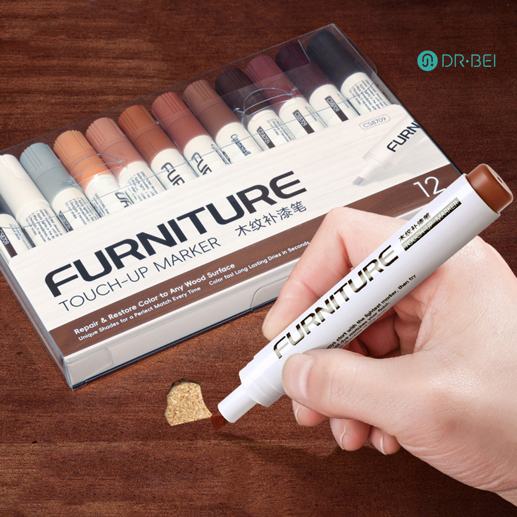 Dr.bei 12 ชิ้น/เซ็ต Touch-Up Marker ปากกา Professional 12 สีเฟอร์นิเจอร์ไม้ชั้นตารางตู้ Bedposts กระเบื้อง Scratch Repair Cover-Up ปากกาสี