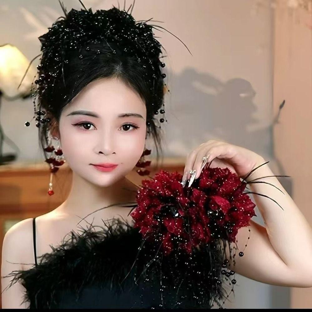 Cossy Hair Claw, Peony ดอกไม้เลื่อมโลภคลิป, พู่หรูหราพลาสติก Bow Hairgrips ผู้หญิง - รูปที่ 4