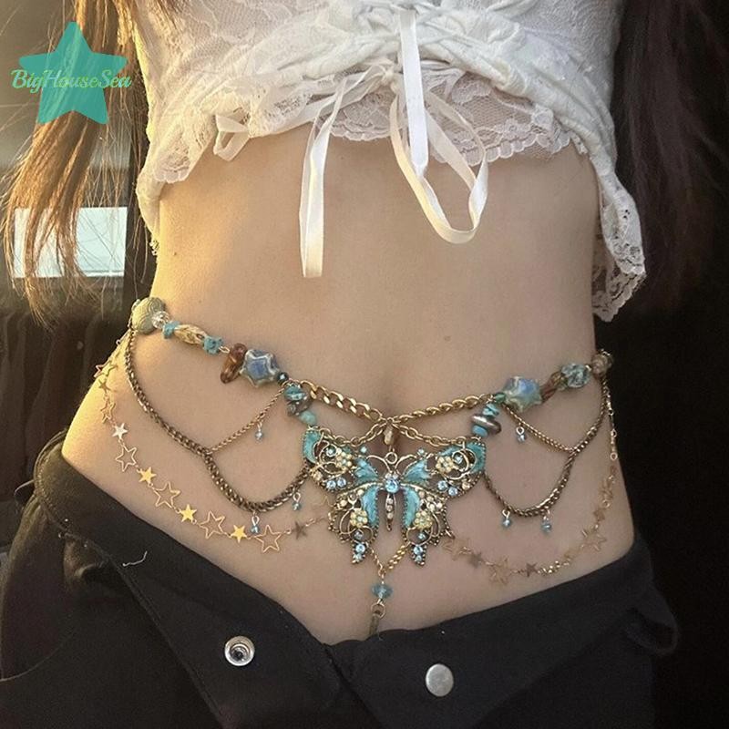 [BigHouseSea] Dainty จี้ Multiayer สร้อยคอโซ่เอว Elegant Body Chain Party เครื่องประดับของขวัญใหม่