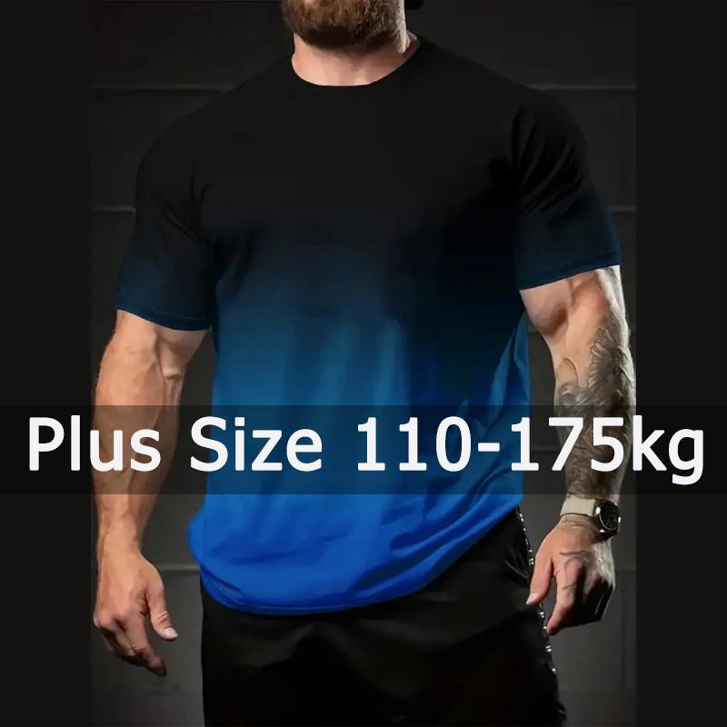 ขนาดบวกผู้ชายเสื้อยืด110-175กิโลกรัมขนาดใหญ่ประเดิม5เอ็กแอล/6เอ็กแอล/7เอ็กแอล หลวมกีฬายิมออกกําลังกายเสื้อยืดแขนสั้นผู้ชายแฟชั่นไล่โทนสีรอบปกที่เดินทางมาพักผ่อนเสื้