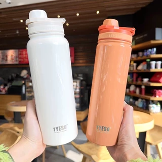TYESO (พร้อมส่ง) ขวดน้ำสแตนเลสเก็บอุณหภูมิได้ทั้ง ได้ทั้ง ร้อน/เย็น พร้อมหูหิ้ว สแตนเลส 304 มี 4 ไซส์ 8 สี
