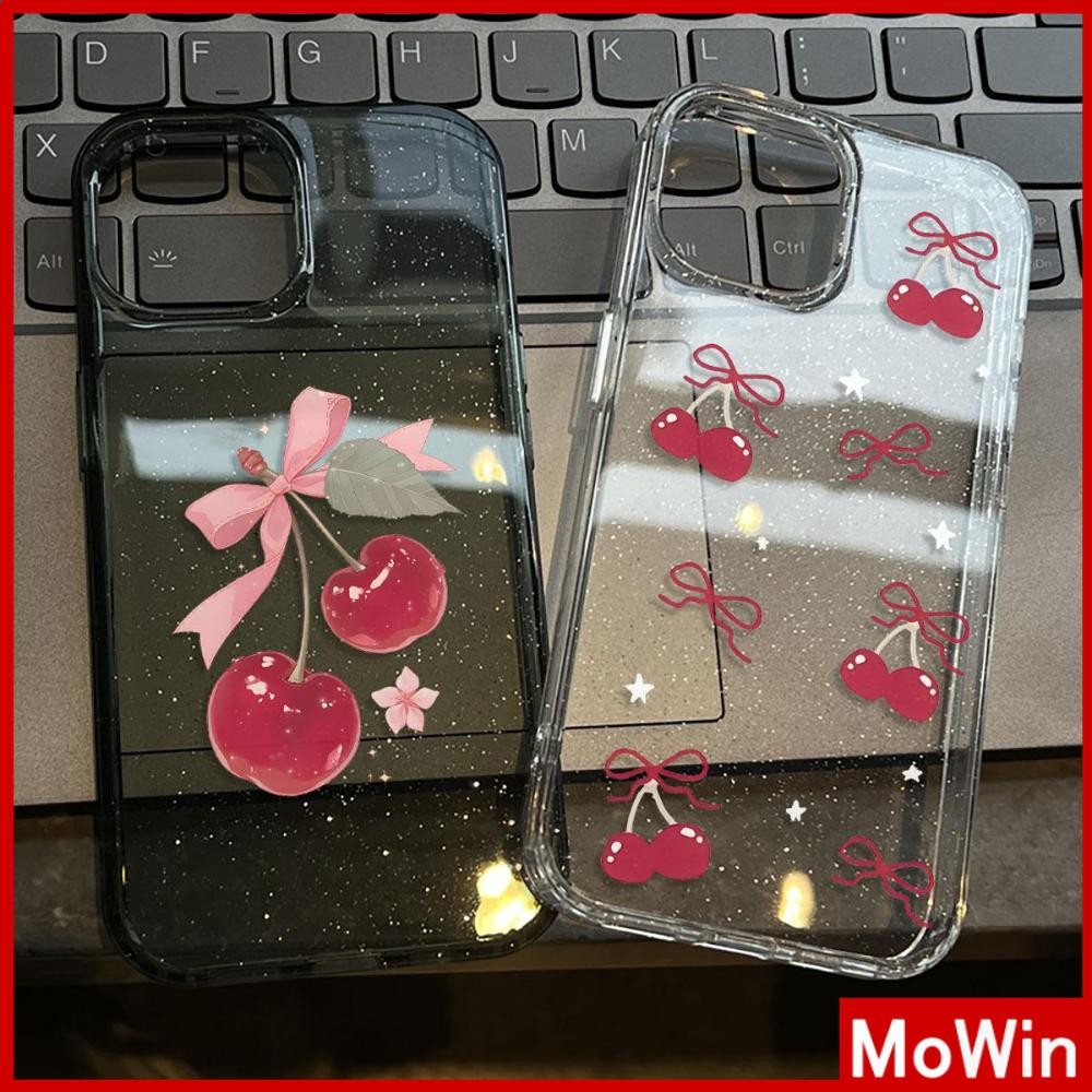 Movin - เคส iPhone 16 Pro Max iPhone 11 เคสใสแบบแวววาว TPU นุ่มสีสันสดใส เชอร์รี่น่ารักอร่อย Compatible iPhone15 Pro max 14 13 12 Pro max XS XR 7 Plus 8 Plus