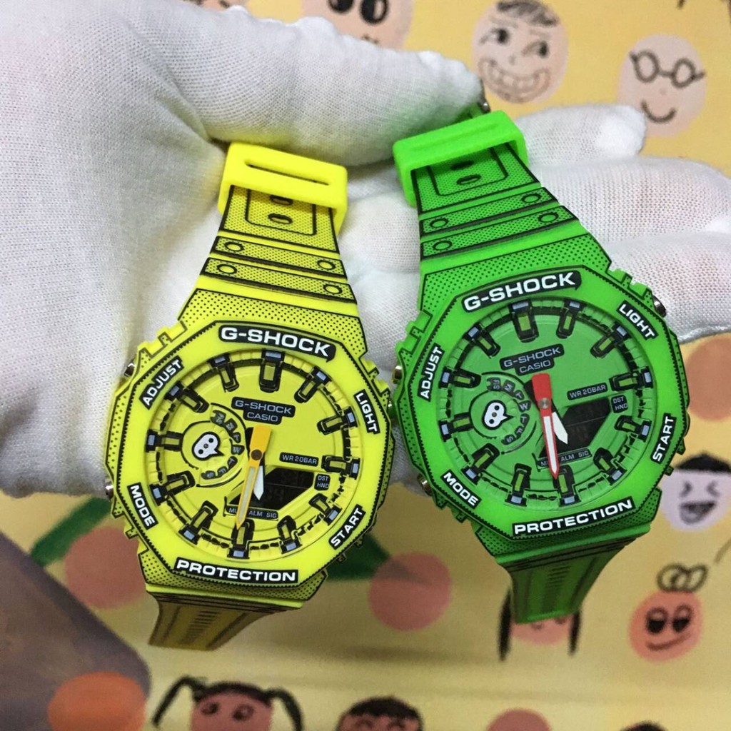 G-SHOCK GA-2100 Manga สีเหลืองการ์ตูนนาฬิกาผู้ชายนาฬิกาสปอร์ตกันน้ํา H659