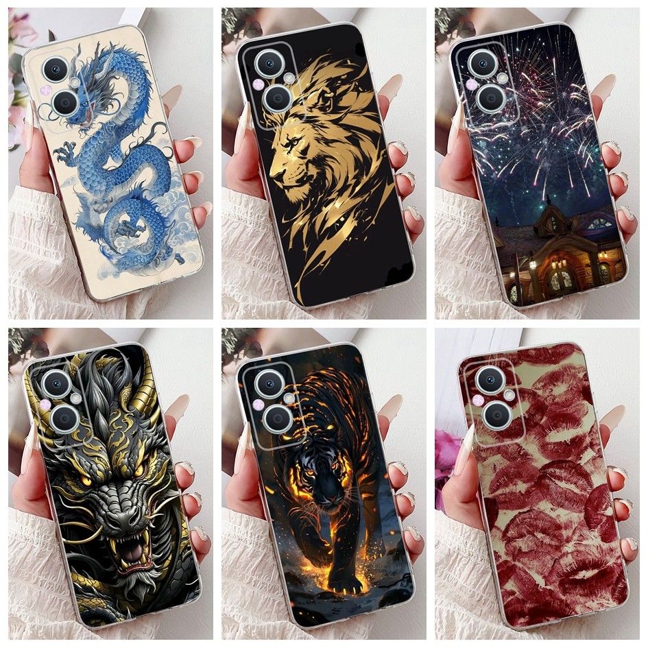 เคสใสสําหรับ OPPO Reno 7Z / Reno 8Z / Reno 7 Lite / Reno 8 Lite Casing Cool Dragon Tiger Phone Cover