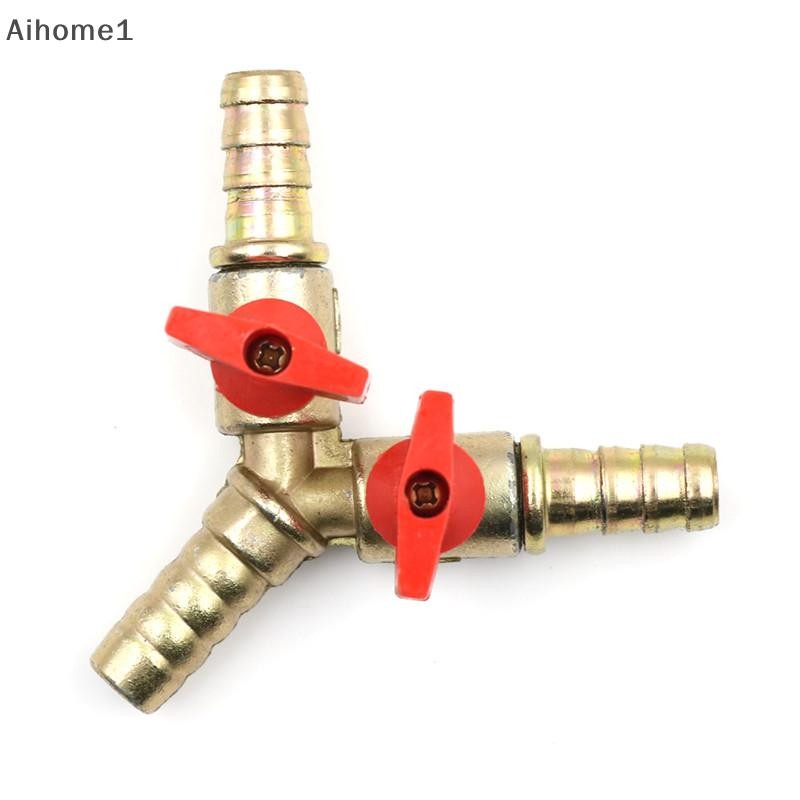 Aiho 3 Way Tee ทองเหลือง Y ปิดบอลวาล์ว 3/8" 10 มม. Barb การใช้แก๊สน้ํามัน / แคลมป์วาล์ว
 ทีแก๊สทองเห