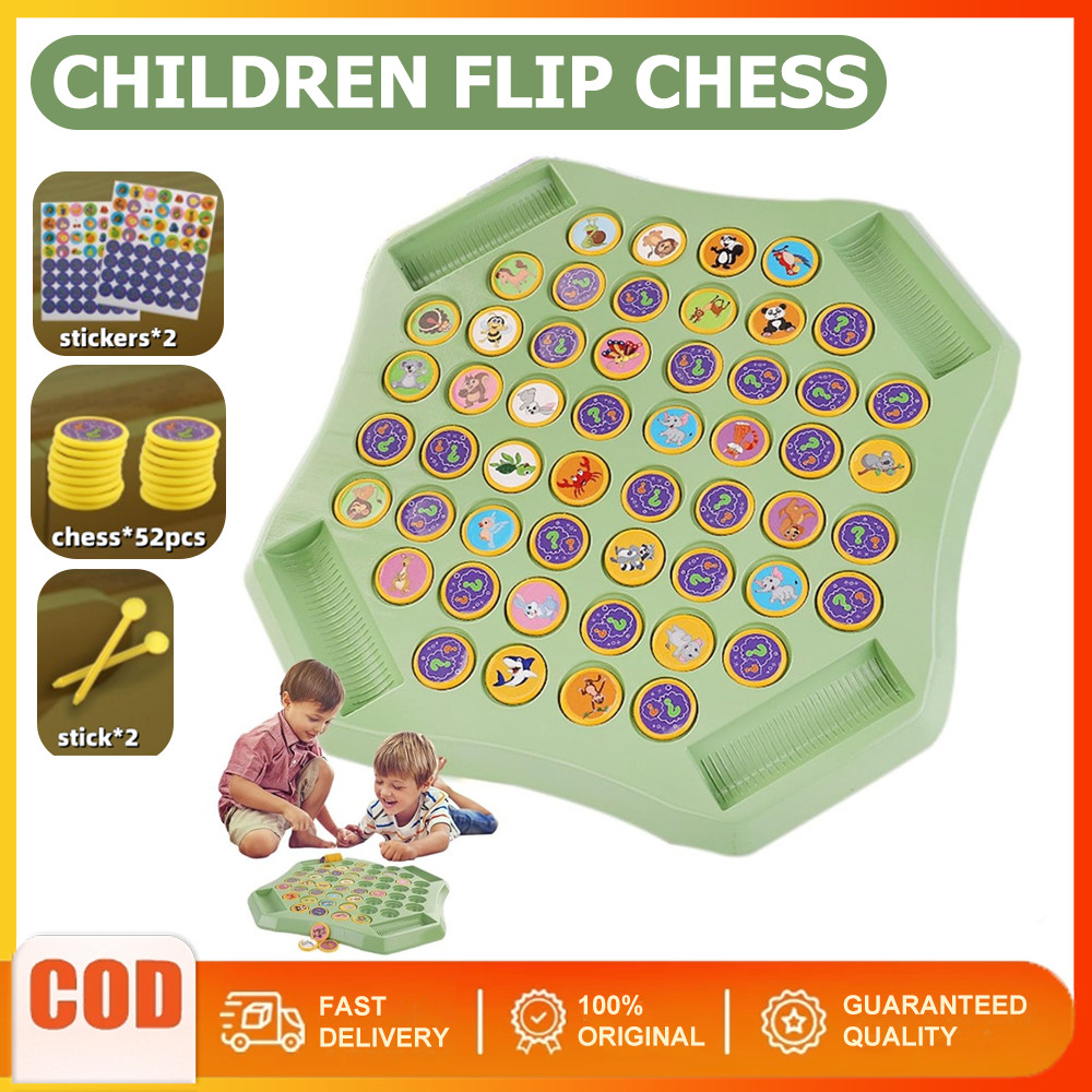 (สต็อกไทย) เด็กหน่วยความจําพลิกหมากรุกครอบครัวปัญญาเกมพ่อแม่และลูกโต้ตอบการต่อสู้บนโต๊ะเกมโฟกัสการฝึกอบรมหน่วยความจําหมากรุกปริศนาของเล่นสําหรับ2-4คน