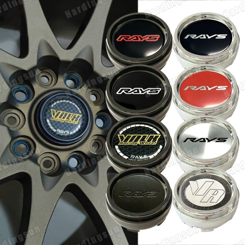 4pcs 66 62 60 61mm จัดแต่งทรงผมรถ Rays VOLK Racing Center ขอบสัญลักษณ์สติกเกอร์ล้อ Caps Center Hub ส