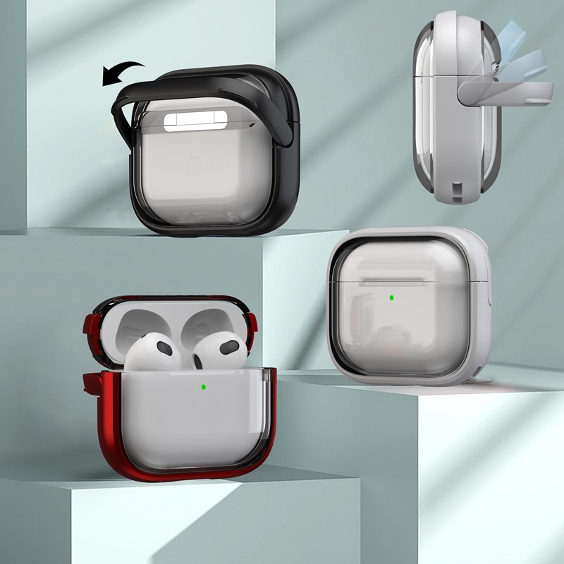 ขาตั้งแบบพกพาหูฟังสําหรับ AirPods 4 ANC Clear Shell สําหรับ AirPods 1/2/3/Pro Pro2 Anti Falling ฝาครอบ Rng หัวเข็มขัด