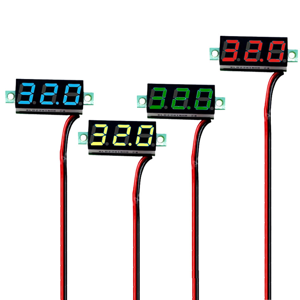 Mini Digital DC โวลต์มิเตอร์ 0.28 นิ้ว 2 สาย 2.5 V-30 V Mini Digital DC โวลต์มิเตอร์แรงดันไฟฟ้าจอแสดงผล LED เครื่องทดสอบเมตร 4 สี