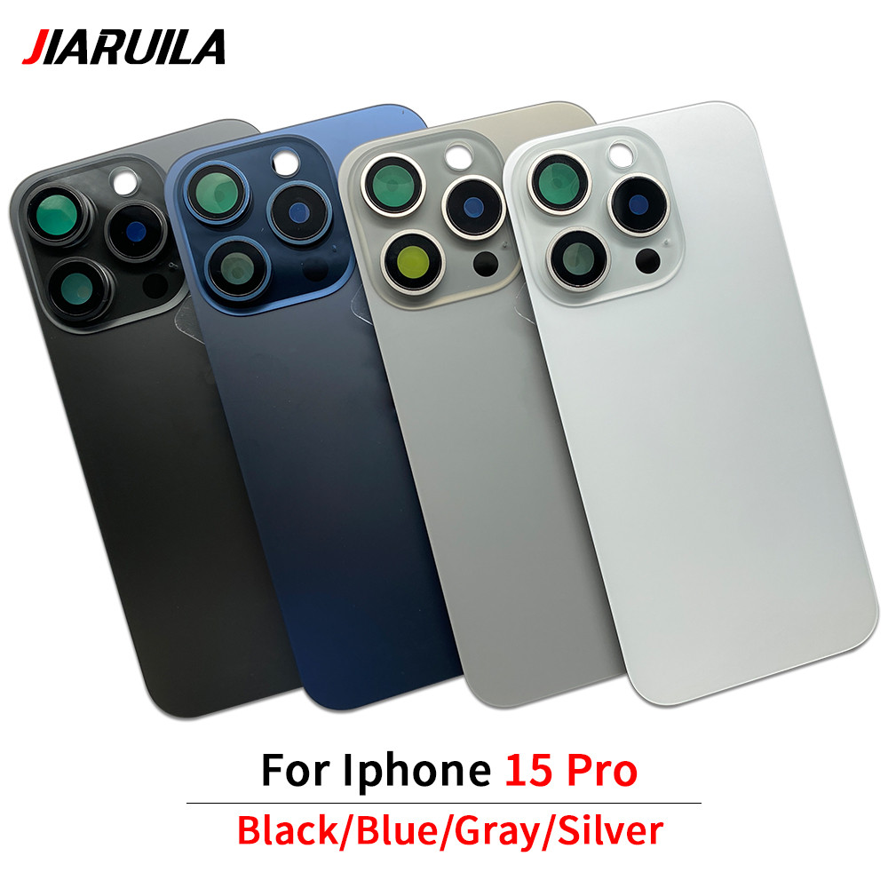 สําหรับโทรศัพท์ 15 ฝาครอบแบตเตอรี่พร้อม NFC กระจกด้านหลังสําหรับโทรศัพท์ 15 Pro Max ด้านหลังประตูแชสซีกรอบ Bezel แผ่นโลหะ