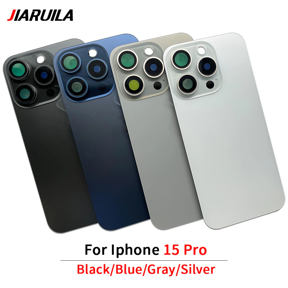 สําหรับโทรศัพท์ 15 ฝาครอบแบตเตอรี่พร้อม NFC กระจกด้านหลังสําหรับโทรศัพท์ 15 Pro Max ด้านหลังประตูแชสซีกรอบ Bezel แผ่นโลหะ