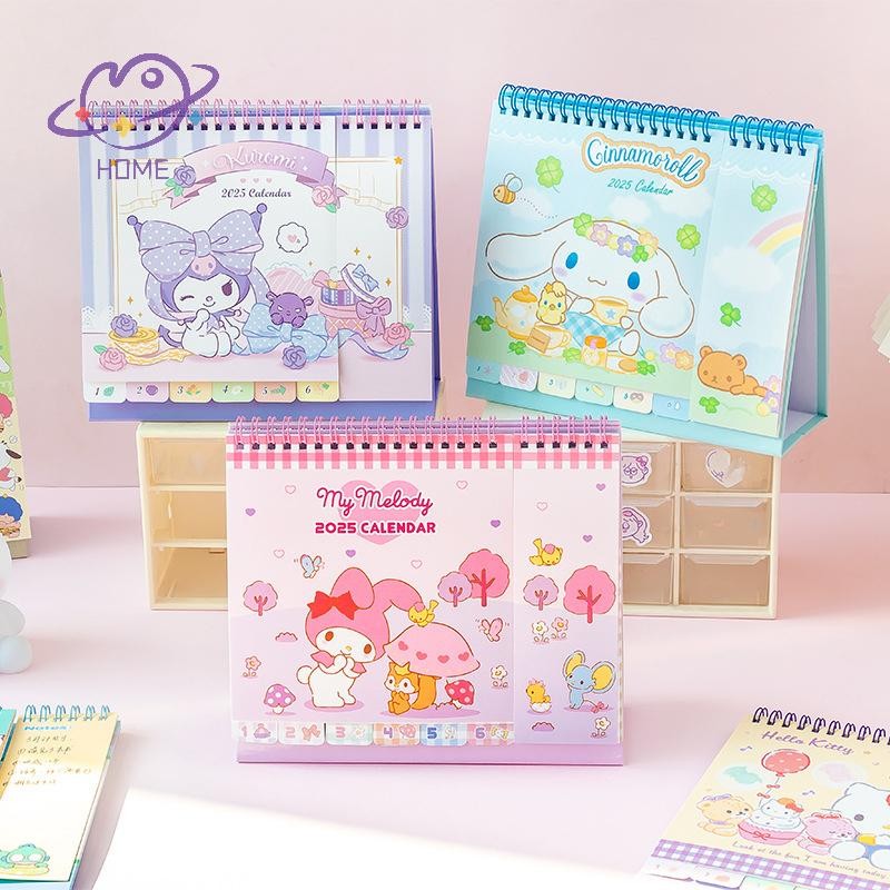 [mayhome] การ์ตูน Sanrio ปฏิทินน่ารัก Melody Kuromi Pochacco Cinnamoroll Hello Kitty เดสก์ท็อปปฏิทินสํานักงานบันทึกหนังสือเครื่องประดับของขวัญ {TH}