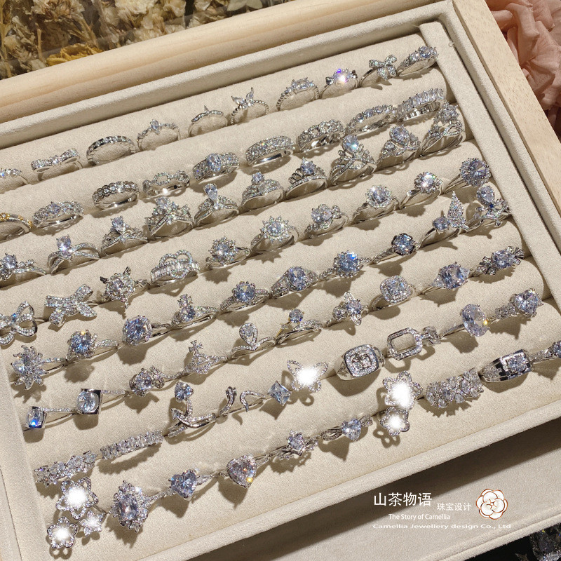 18k Gold Plated 3A Zircon เปิดแหวนผู้หญิง