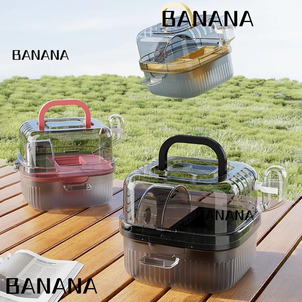 Banana1 Carrier Cage, Translucent Portable Hamster Cage, Breathable With Large Flip Cover With Water Carrying Pet Supplies Hamster Bird