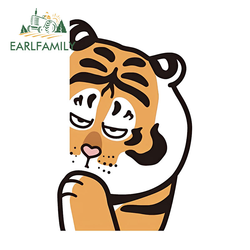 Earlfamily 13 ซม.ไม่อ้วนเสือการ์ตูนน่ารัก Peeker สติกเกอร์รถกระจกมองหลังกันชนรถจักรยานยนต์ไวนิล Decal แฟชั่นกันน้ํารถจัดแต่งทรงผม