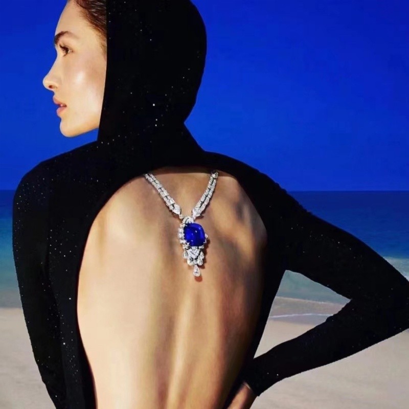 1 ชิ้นงานแต่งงานจัดเลี้ยง high-end สีสัน cornflower ไพลินเจ้าสาวสร้อยคอ