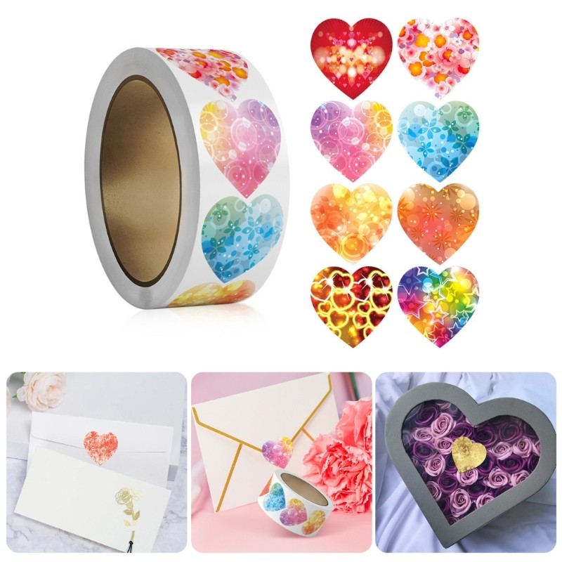 XU Valentine s Day Sticker Self-Adhesive Heart Sticker ป้ายสติ๊กเกอร์ตกแต่ง