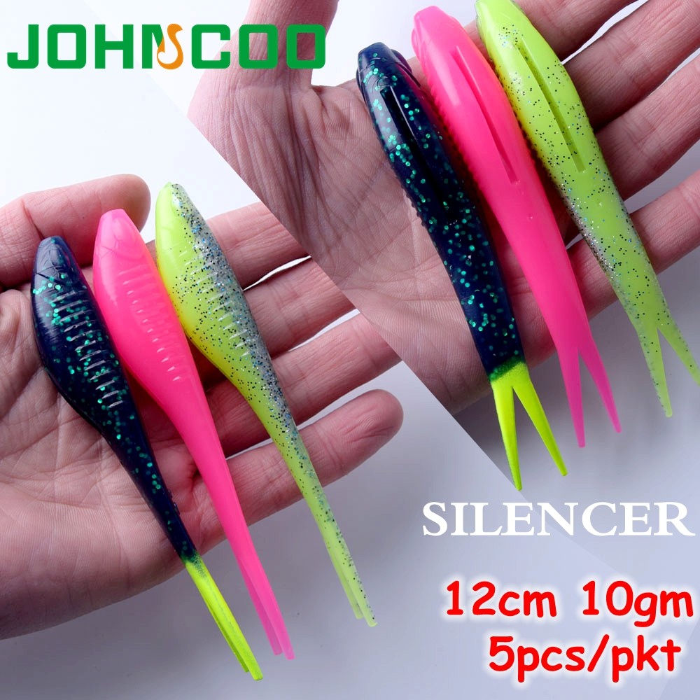 ฝ่ายขาย! 5 ชิ้น/pkt TPR วัสดุ SILENCER 12 ซม. 10 กรัมพลาสติก Skipping Lure the silent killer พลาสติกอ่อนลอย