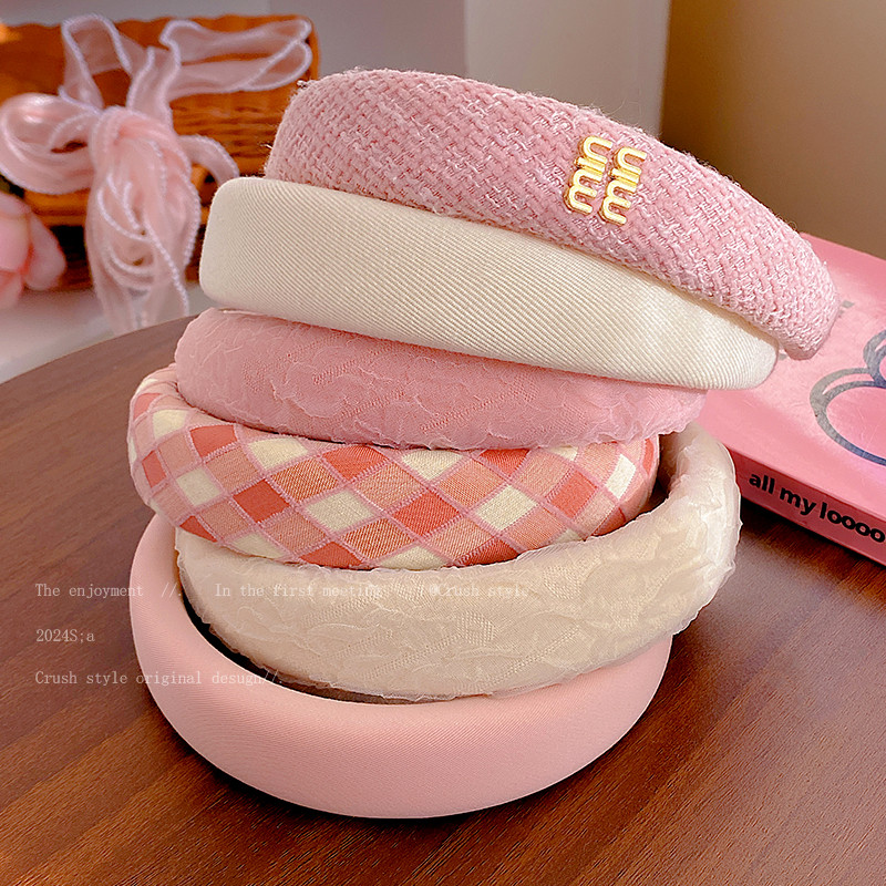 High Skull Top Pressure Hair Everyday All-Match Headband Pink Girl Headband เครื่องประดับผม