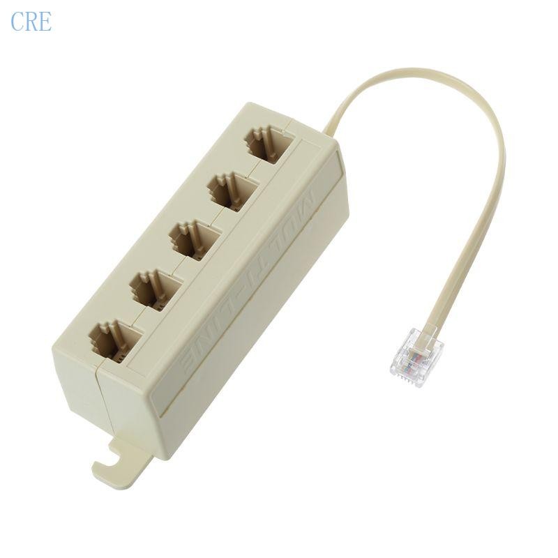 Cre RJ11 ตัวแยกโทรศัพท์ 6P4C ชาย 5 ทาง 6P4C หญิง Outlet Modular Splitter