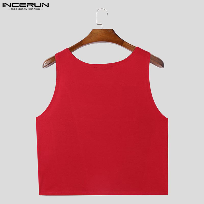 ไม่แน่นอน ผู้ชายวินเทจแฟชั่นกลวงเย็บปะติดปะต่อกันเสื้อกล้ามแขนกุด