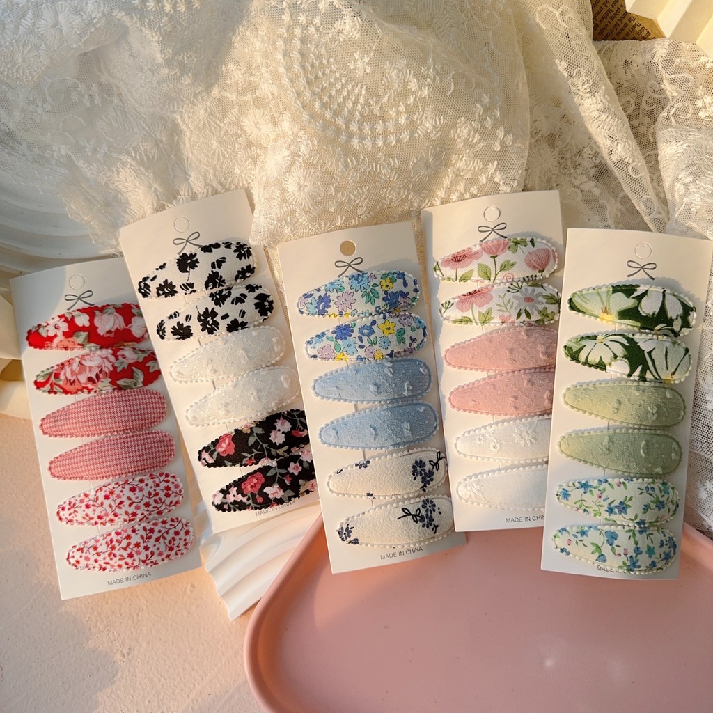 6ชิ้น/เซ็ตเด็กสาวสดพิมพ์ผ้าฝ้ายคลิปผมเด็กผ้าลายสก๊อตbbกิ๊บอุปกรณ์ผมที่ทําด้วยมือขายส่ง