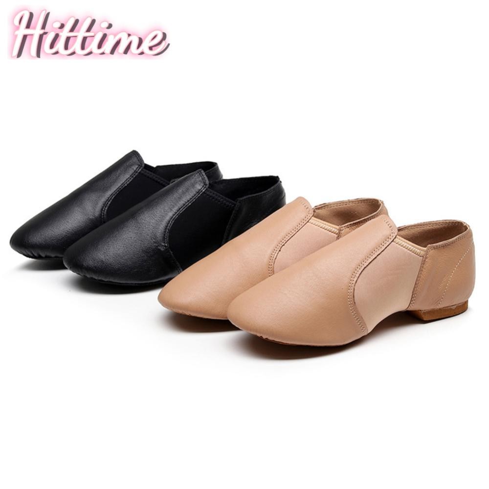 Hittime หนังยืดหยุ่นแจ๊สรองเท้าเต้นรํานุ่มสบาย Breathable รองเท้าเต้นรําสีทึบนุ่ม Soled รองเท้าเต้นรําสําหรับผู้หญิง B1I1