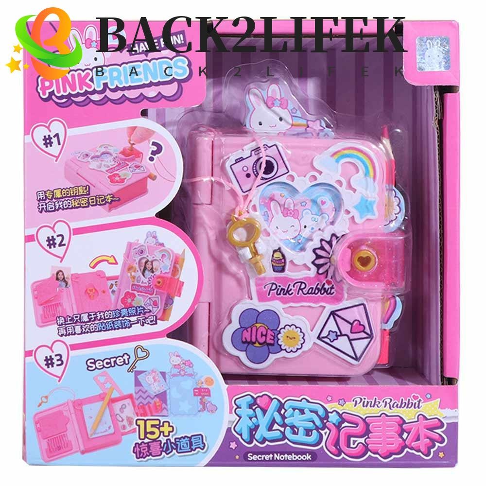BACK2LIFEK สมุดบันทึกลับสําหรับเด็ก, กระต่ายสีชมพูพร้อมล็อคสมุดเขียนเด็ก, โรงเรียน Suplies เครื่องเขียน Kawaii แกล้งเล่นไดอารี่นักเรียนของเล่นเด็ก