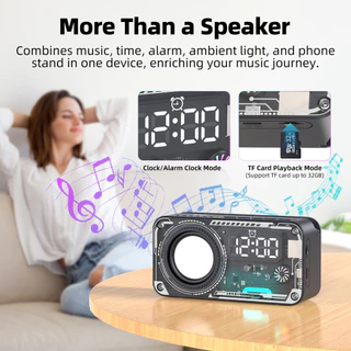 GOOJODOQ Wireless Bluetooth Speaker Mechanical Wind Design Accurate Time Display Advanced Bluetooth 5.3LED RGB Lighting