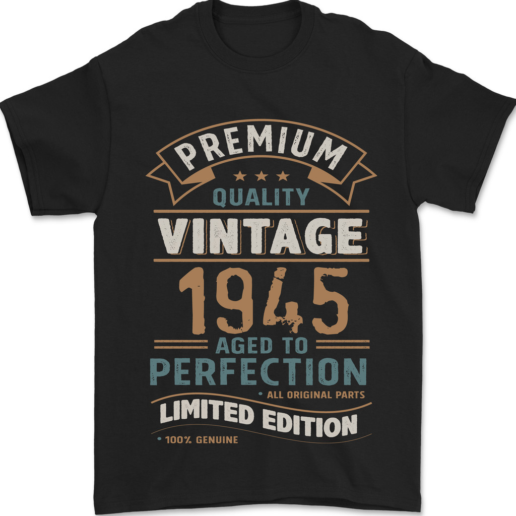 Premium Vintage 80Th Birthday 1945 Mens T-Shirt 100% Cotton