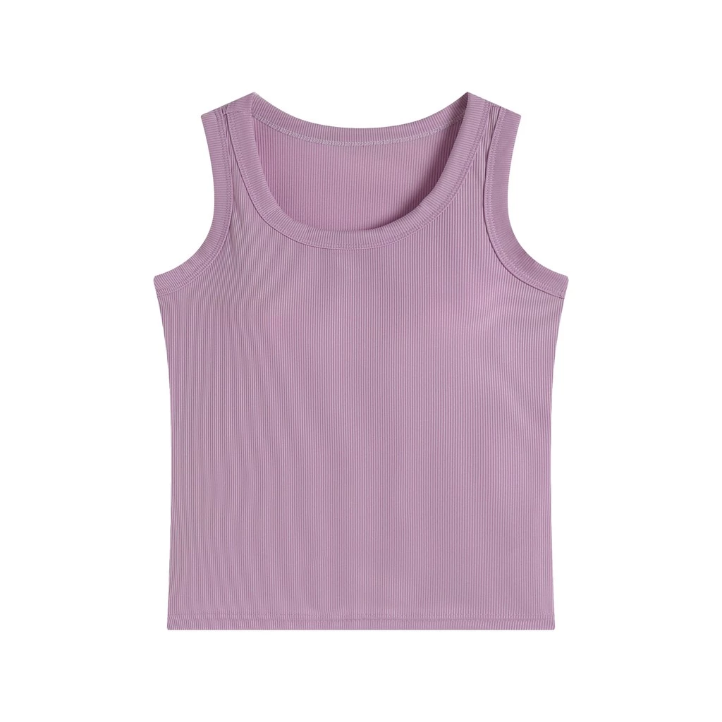 เสื้อกล้ามมีบราในตัว เสื้อกล้ามลำลอง เบสิก สีพื้นเปิดไหล่ สำหรับสตรี นุ่มและใส่สบาย