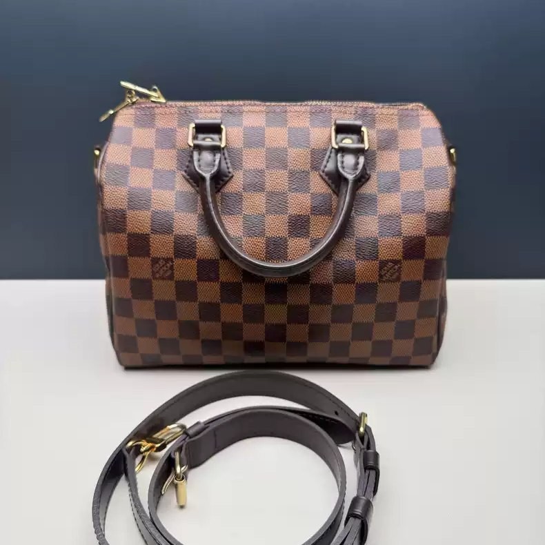 【มือสองเดิม】 （N40590）กระเป๋าบอสตัน LV Speedy Bandoulière 30/กระเป๋าสะพายไหล่ลายสก็อตสำหรับผู้หญิง
