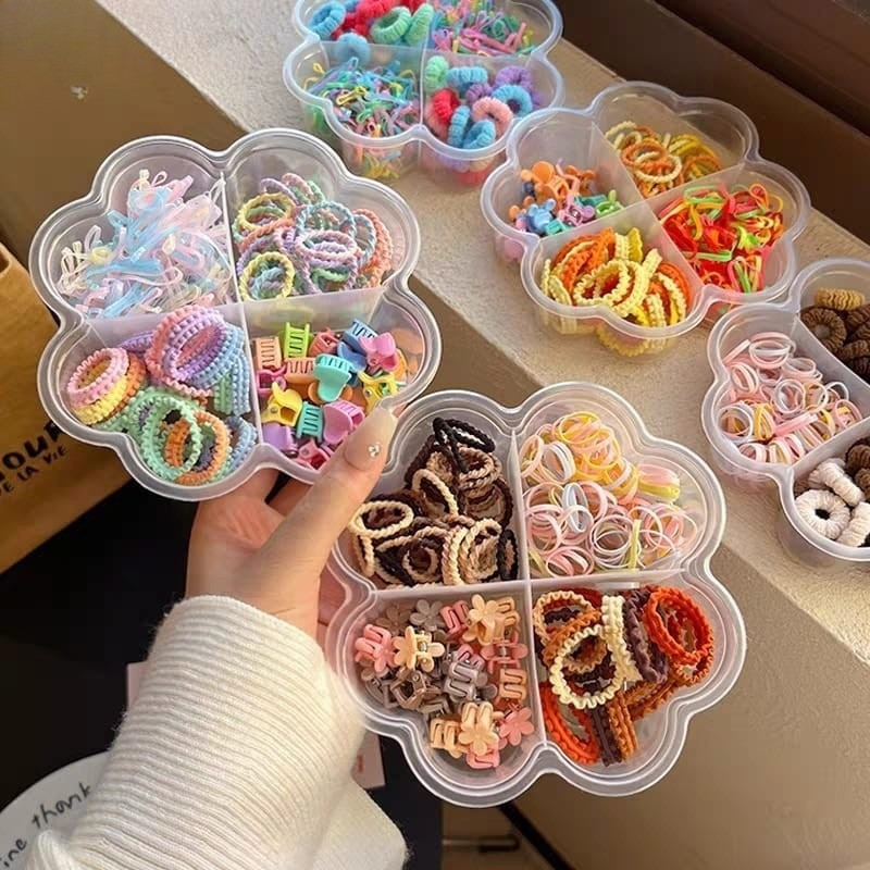 กล่องยางรัดผมเด็กหลากสีผสม - Ribbon & Scrunchie BB168