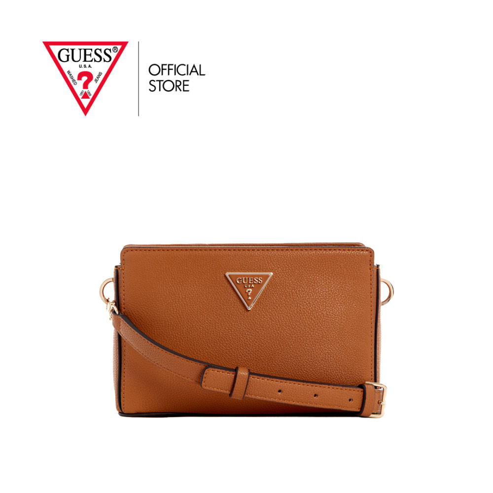 GUESS กระเป๋า รุ่น BG877812 MERIDIAN CROSSBODY TOP ZIP สีน้ำตาล